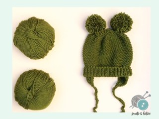 gorro 2 pompones verde