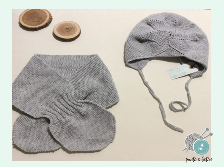 conjunto bufanda y capota estrella gris